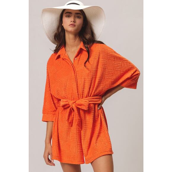 Bibi Beach Towel Textured Terry Shorts Romper Beach BLACK IB1388-0 Large L NEW - Picture 8 of 9